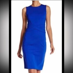 DVF DIANE VON FURSTENBERG Evita Ponte Knit Royal Blue Dress Sleeveless